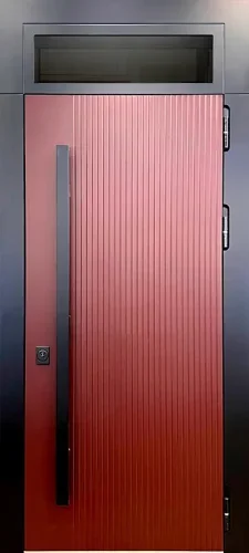 Входная дверь для дома с фрамугой двойной МДФ фрезерованный №65