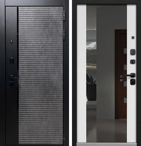 Уличная входная дверь с зеркалом №21