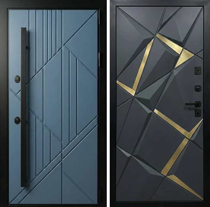 Стальная дверь графит с золотыми вставками и фрезеровкой №250