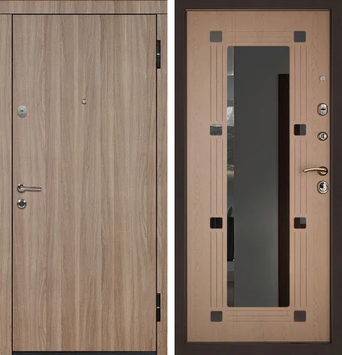 Стальная дверь с ламинатом и зеркалом №14