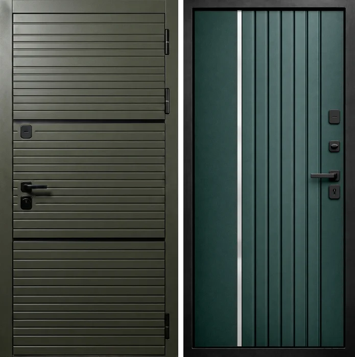 Железная белая дверь со стеклянными вставками модерн №354