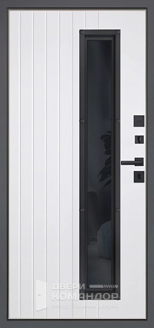 Тёмно-серая металлическая дверь со стеклопакетом в частный дом №9 - внутренняя сторона